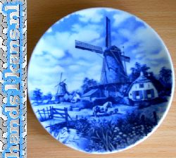 delftsblauw bord 17 cm met afbeelding van een molen 
